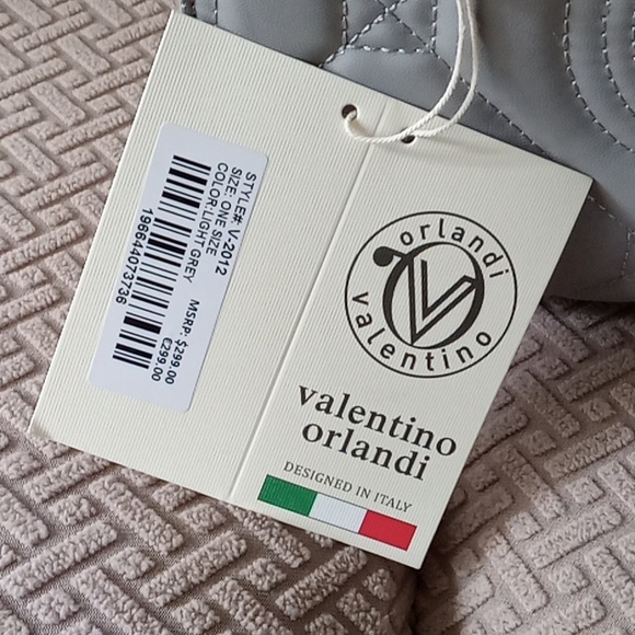 Valentino Orlandi Crossbody Bag Quilted Light Grey Style #V-2012 - Picture 13 of 16